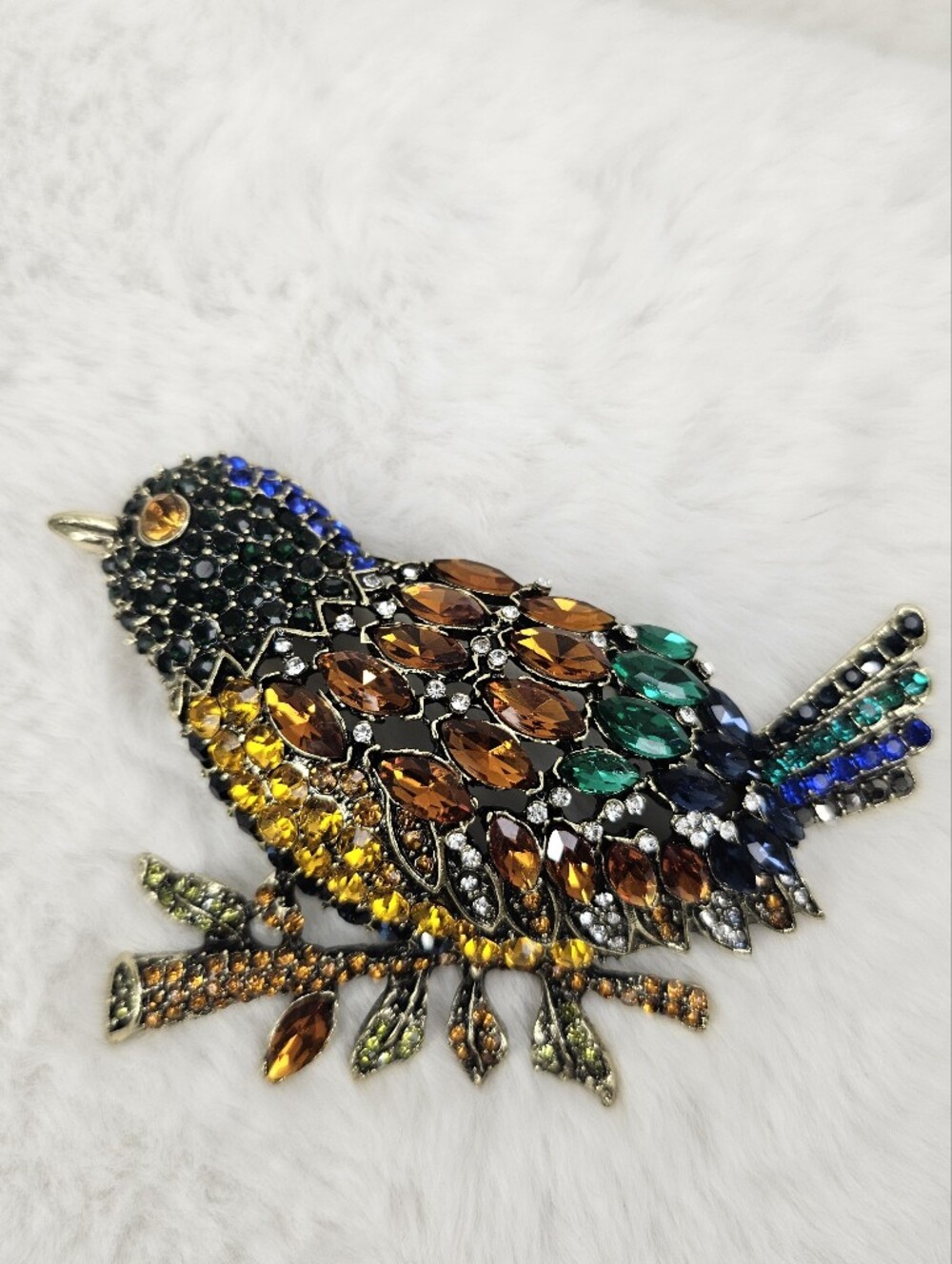 Multicolor Crystal Bird Brooch Pin NWOT